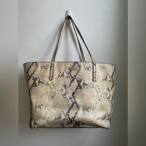 Kate Spade Embossed Snake Leather Small Tote with slight metallic silver